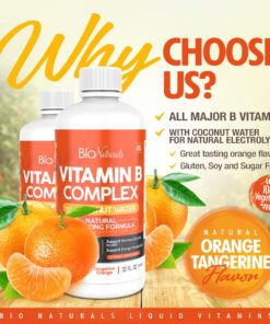 Bio Naturals Vitamin B Complex Liquid Supplement - 100% Natural Energy Boost with Vitamins B1 B2 B3 B5 B6 B12 & Organic Coconut Water for Stress, Mental Focus & Healthy Immune System - 32 fl oz 17 81DuMZ N6kL