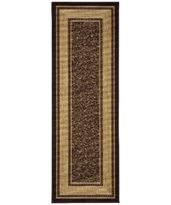 Alternative view of Ottomanson Machine Washable Bordered Design Non-Slip Rubberback 2x5 Traditional Runner Rug for Hallway, Kitchen, Bedroom, Entryway, 20" x 59", Brown Border Dark Brown Runner - 20" x 59"