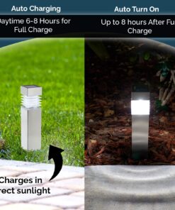 Morvat LED Auto Solar Powered Outdoor Path Lights with Stainless Steel & Durable Plastic for Garden Yard & Pathway, Bright Waterproof Landscape & Patio Lighting, Dusk to Dawn, White Light, 8 Pack 12 81DzFwjudSL 2