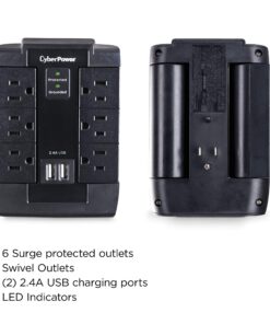 CyberPower CSP600WSU Surge Protector, 1200J/125V, 6 Swivel Outlets, 2 USB Charging Ports, Wall Tap Design, Black 25 81DzN8Z8gFL