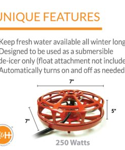 Alternative view of K&H Pet Products Submersible (No Float) Ultimate Pail & Bucket Water Deicer, Animal Water Heater, Tank Heater for Horses, Cattle, Chickens and Livestock Deicer, Red 250 Watts