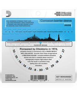 Alternative view of D'Addario Guitar Strings - Phosphor Bronze Acoustic Guitar Strings - EJ38 - Rich, Full Tonal Spectrum - For 12 String Guitars - 10-47 Light 12-String Light, 12-String, 10-47 1-Pack
