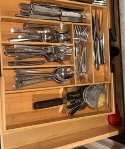 Totally Bamboo Kitchen Drawer Organizer, Expandable Silverware Organizer and Utensil Holder, 8 Compartments with Dividers 28 81E OpoHLEL
