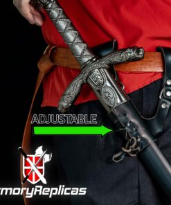 Armory Replicas - Premium Leather Sword Holster - Medieval Inspired Handcreafted Costume LARP Weapon Frog Accessory Right Black 12 81E WjJ 2oL