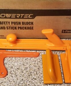 POWERTEC 71009 Push Block and Push Stick Set for Table Saws, Router Tables, Band Saws & Jointers, Dual Ergonomic Handles w/Max Grip, Hand Protection for Woodworking, Safety for Woodworkers – 5 Pack Original version 5PC Assortment 27 81E e3x78qL 1
