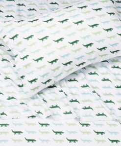 Alternative view of Amazon Basics Kid's Gator Squad Soft Easy-Wash Microfiber 3-Piece Sheet Set, Twin, Green Gators, Animal Print