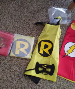 Rubie's Super Hero Cape Set Officially licensed DC Comics Assortment 4 Capes, 3 Masks, and 1 Chest Piece, Black, Yellow and Red,One Size (Amazon Exclusive) Boys 19 81E38qUyqFL