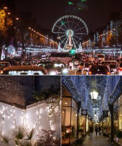 LALAPAO 2 Pack Solar String Lights 72ft 22m 200 LED 8 Modes Solar Powered Xmas Outdoor Lights Waterproof Starry Christmas Fairy Lights for Indoor Gardens Homes Wedding Holiday Party (White) White 144ft 22 81E3eaYVZUL