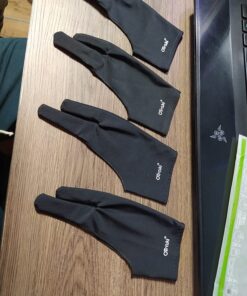 OTraki 4 Pack Artist Gloves for Drawing Tablet Free Size with Two Fingers for Graphics Pad Painting Good for Right or Left Hand - 2.95 x 7.87 inch M Black 47 81E59Vp8GFL