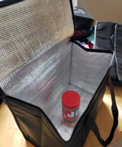 NZ home Insulated Cooler Bag and Food Warmer (XL Plus, 2 Pack) for Food Delivery & Grocery Shopping with Zippered Top, Black XL Plus 48 81E5xYWzA3L