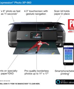 Epson Expression Photo XP-960 Wireless Color Photo Printer with Scanner and Copier, Amazon Dash Replenishment Ready Printer Only 14 81E6FPCco8L