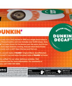 Dunkin' Decaf Medium Roast Coffee, 60 Keurig K-Cup Pods 12 81E6dzDuKL