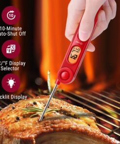 ThermoPro TP03 Digital Meat Thermometer for Cooking Kitchen Food Candy Instant Read LCD Thermometer with Backlight and Magnet for Oil Deep Fry BBQ Grill Smoker Thermometer Bright Red 28 81E7JrvUp3L