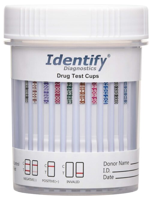 5 Pack Identify Diagnostics 10 Panel Drug Test Cup - Testing Instantly for 10 Different Drugs THC50, COC, OXY, MOP, AMP, BAR, BZO, MET, MTD, PCP ID-CP10 (5) 5