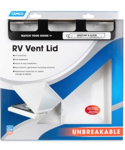 Camco RV Vent Lid | Features an Impact-Resilient Unbreakable Polycarbonate Construction, Comes Pre-Assembled, and Easy to Install (40168),White Ventline (Pre '08 Models)/Elixir ('94 & Up Models) White 24 81E9KqVGLjL