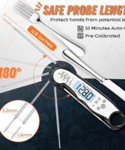Digital Meat Thermometer, Waterproof Instant Read Food Thermometer for Cooking and Grilling, Kitchen Gadgets, Accessories with Backlight & Calibration for Candy, BBQ Grill, Liquids, Beef, Turkey… Black - Sliver 23 81E9NBDajS