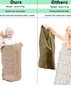 Alytree 6 Pack Burlap Potato Sack Race Bags, 24"x40" Outdoor Lawn Games for Kids & Adults, Outside yard games for Birthday Party, Field Day Family Reunion, Carnival, Easter, Halloween, 4th of July 6 Count (Pack of 1) 12 81EA713RlaL
