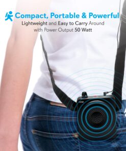 PYLE-PRO Portable PA Speaker Voice Amplifier - Built-in Rechargeable Battery w/ Headset Microphone Hands-free Waist-Band Strap & Aux 3.5mm Jack for External Audio Stream Devices - Pyle PWMA50B , Black 21 81EAZSh82wL
