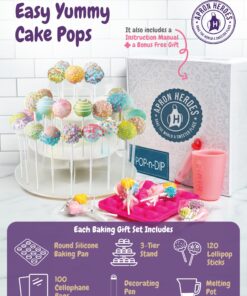 APRON HEROES- Complete Cake Pop Maker Kit, Nonstick, Silicone, Cake Pop Maker, Cake Pop Kit, with, Cake Pop Stand Holder, Cake Pop Molds, 120 Lollipop Sticks, Melting Pot, Decorating Pen, & Twist Ties BAKEWARE SET: Round Pops 34 81EAzCd3gML
