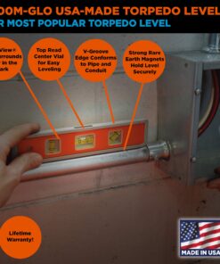 Johnson Level & Tool 5500M-GLO 9-Inch Magnetic Glo-View Aluminum Torpedo Level with Rare Earth Magnets - 3 Vial 6 81ECRComszL