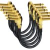 WORLDS BEST CABLES 6 Units - 6 Inch -Pedal, Effects, Patch, Instrument Cable Custom Made Made Using Mogami 2319 Wire and Eminence Gold Plated ¼ inch (6.35mm) R/A Pancake Type Connectors 44 81EDF3pwEkL