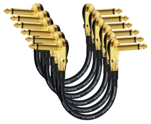 WORLDS BEST CABLES 6 Units - 6 Inch -Pedal, Effects, Patch, Instrument Cable Custom Made Made Using Mogami 2319 Wire and Eminence Gold Plated ¼ inch (6.35mm) R/A Pancake Type Connectors