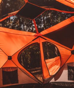 Gazelle Tents T4 Hub Tent, Easy 90 Second Set-Up, UV Resistant, Removable Floor, 4-Person, Orange, 78"x 94" x 94" 22272 T4 Orange/Grey 38 81EDTMTpyfL