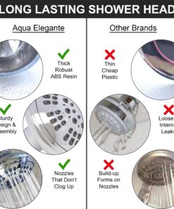 6 Function Adjustable Luxury Shower Head - High Pressure Boosting, Wall Mount, Bathroom Showerhead For Low Flow Showers, 2.5 GPM - Chrome 21 81EDWNc93UL