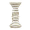 Stonebriar Decorative Worn White Wooden Pillar Candle Holder, Coastal Home Decor, Ocean Inspired Designs for Wedding Decorations, Parties, or Everyday Home, Large 8 Inch Off White 1 Count (Pack of 1)