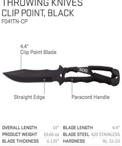 Alternative view of SOG Throwing Knives with Sheath 3 Pack Balanced Throwing Knives Set w/ Paracord Knife Handles and Professional Throwing Knife Sheath (F041TN-CP)