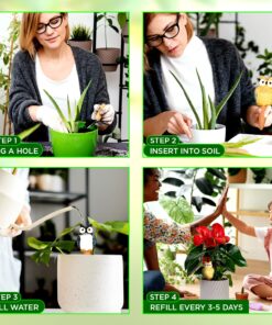 MIMA2672 Large Size Owl Plant Watering Globes Shapes - 4 Self Watering Spikes Automatic Plant Waterer Irrigation Drippers -Plant Watering Devices Keep Indoor & Outdoor Plants Nourish OWL - white yellow purple blue 14 81EEnzVKaHL