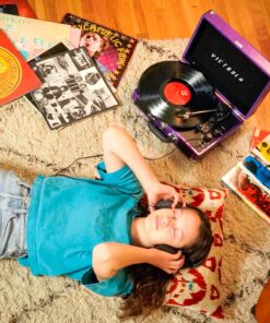 Victrola Vintage 3-Speed Bluetooth Portable Suitcase Record Player with Built-in Speakers | Upgraded Turntable Audio Sound|Purple Glitter, Model Number: VSC-550BT-GPR Purple Glitter 17 81EKgPXxL