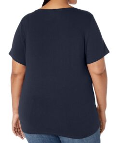Amazon Essentials Women's Short-Sleeve V-Neck T-Shirt (Available in Plus Size) 1 Navy 2X 7 81EL8NavuBL 1