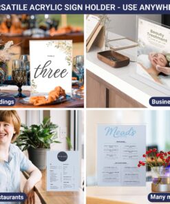 Acrylic Sign Holder 8.5 x 11 - T-Shape Double Sided Acrylic Table Signs Stand with Wide Base, Plastic Sign Holder for Table Top Signs and Acrylic Table Signs, Menu Holder, Paper Display Stand (6 Pack) 8.5x11 - Vertical - 6 Pack 18 81ELoDTOcbL