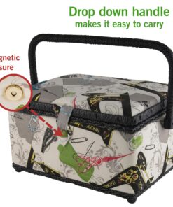 SINGER 07281 Vintage Sewing Basket with Sewing Kit Accessories, 10.5" long x 8" wide x 6" high. 39 81EMgjUIvyL