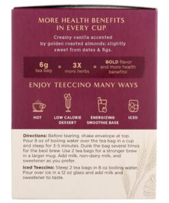 Teeccino Vanilla Nut Herbal Tea - Rich & Roasted Herbal Tea That’s Caffeine Free & Prebiotic for Natural Energy, 10 Tea Bags (Pack of 6) 10 Count (pack of 6) 8 81ENQc7LvFL