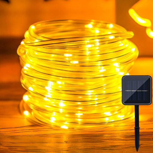 Eueasy 130 LED 42.7ft Solar Rope Lights for Outside with Waterproof PVC Tube,Solar String Lights,Outdoor Decor for Garden, Patio, Fence, Deck, Sidewalk, and Pathway in Warm White Polyvinyl Chloride Type I