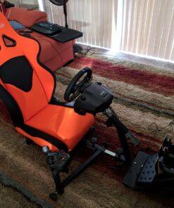 OpenWheeler GEN3 Racing Wheel Simulator Stand Cockpit Orange on Black, Video Game Controller, Fits All Logitech G923, G920, Thrustmaster, Fanatec Wheels, Compatible with Xbox One, PS4, PC Platforms. 58 81EO0J 6S2L
