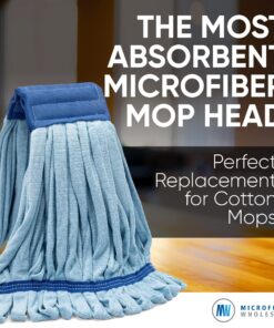 Commercial Mop Head Replacement - Large Microfiber Tube Mop (18 oz.) | Industrial Wet Mops | Washable Refill, Reusable, Heavy Duty, Looped End Mopheads | Hardwood, Tile, Laminate Floors (Blue) Blue Large 1 Pack 9 81EPTjc9RAL