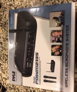 Pyle Channel Microphone System-VHF Fixed Dual Frequency Wireless Set with 2 Handheld Dynamic Transmitter Mics, Receiver Base-for PA, Karaoke, Dj Party (PDWM2135) , Black 37 81EPZy7XXgL