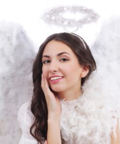 Kangaroo Angel Halo Headband for White Angel Costume - Light up Headband with 6 White LED Lights & Feathers for Kids and Adults – Angel Halloween Costume Accessories for Women and Teen Girls 23 81EPpX59kiL