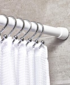 iDesign Cameo Metal Large Expandable Constant Tension Shower Rod, Bathroom Curtain Pole for Master, Guest, Kids' Bathroom, Adjustable from 50"-87", White,78672 50"-87" 17 81ET2dV3n L 1