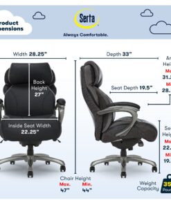 Alternative view of Serta Big and Tall Executive Office Chair with AIR Technology and Smart Layers Premium Elite Foam, Supports up to 350 Pounds, Bonded Leather, Black