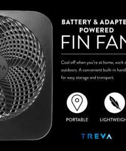 Treva 10-Inch Portable Fan, Powered by Battery and/or AC Adapter - Desk Fan Air Circulating with 2 Cooling Speeds, Personal Fan and Travel Fan for all your needs Black 23 81ETz1myK1L