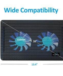 AICHESON Laptop Cooling Pad 2 1000RPM Fans Portable Computer Cooler, Blue LEDs, S007 59 81EUn0BZvTL