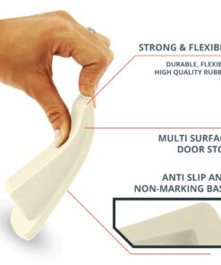 Home Premium Door Stoppers for Bottom of Door, Rubber Door Stop Wedge (4 Pack, White) 4 Pack 18 81EV 691HxL