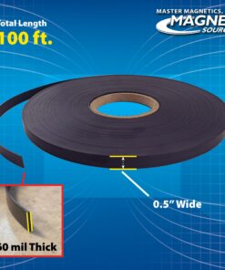 Master Magnetics Flexible Magnet Strip - One-Sided Magnetic Strip, Cuttable Magnet, 0.5" Wide, 0.06" Thick, 100 Feet, ZGN10PBX 10 81Ea9aQnkbL