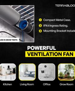TerraBloom ECMF-200, Quiet 8" Inline Duct Fan with 0-100% Variable Speed Controller, Air Tight Metal Casing, Energy Efficient EC Motor. HVAC, Growing and Exhaust Applications Blower for Large Spaces 8" (569CFM, 74W, Regular Case) 11 81EazGsMML
