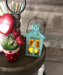 Kate Aspen, Distressed Metal Vintage Decorative Mini Lantern, Centerpiece, Party Favor, 2.5 x 2.5 x 6.5, Blue Small 55 81EbEq5rcHL