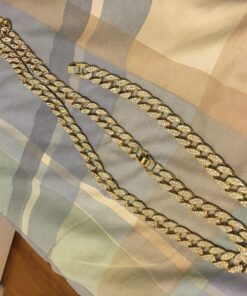 Gold Color Tone Brass Fully CZ Iced Out 15mm 30" Hip Hop Miami Cuban Chain & 9" Bracelet (NOT REAL GOLD) 22 81Ee9AzJpFL